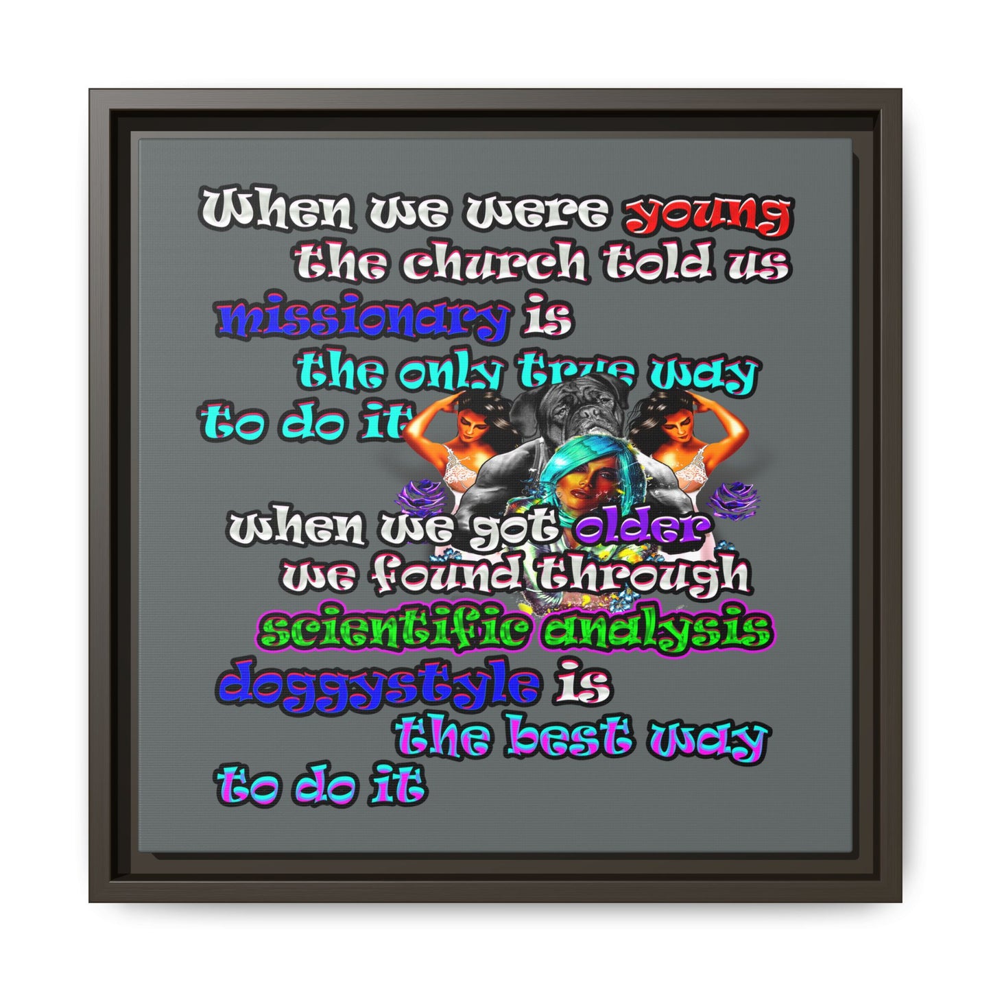 doggystyle - framed canvas art (dark grey)