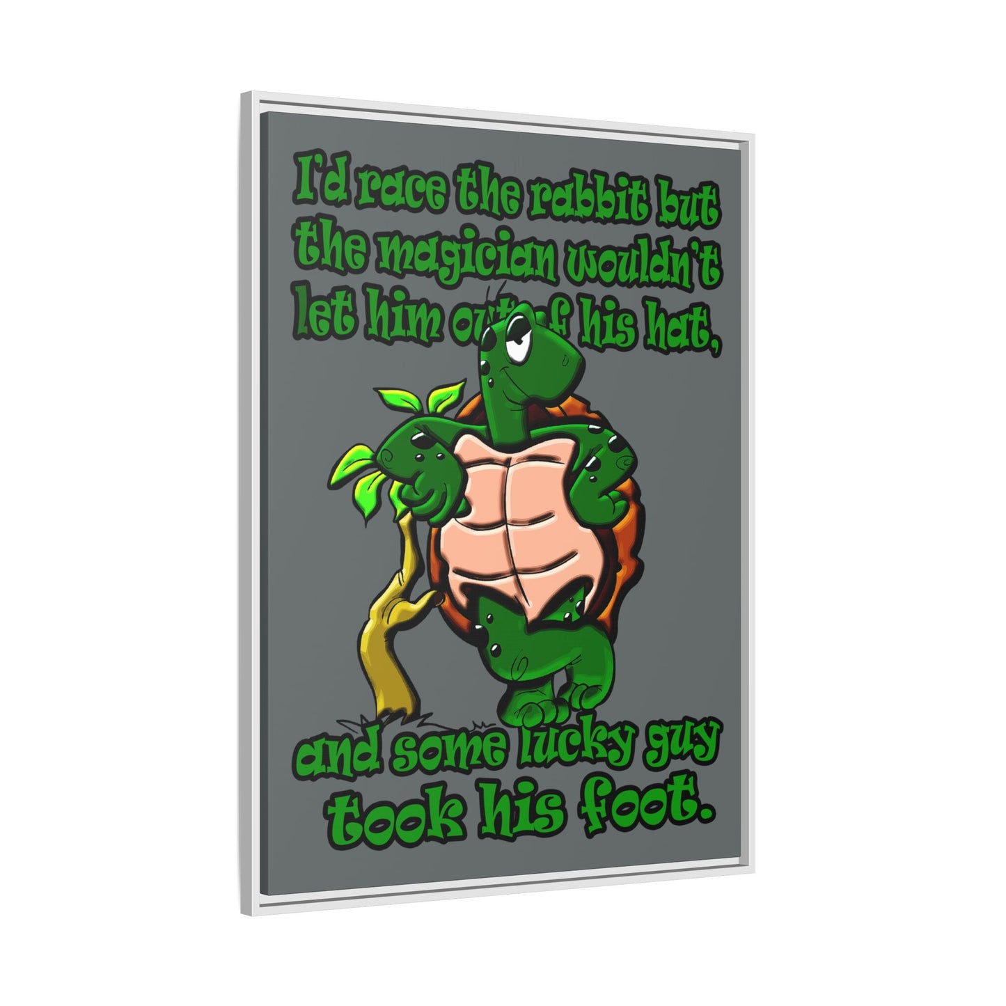 turtle race - framed canvas art (dark grey)