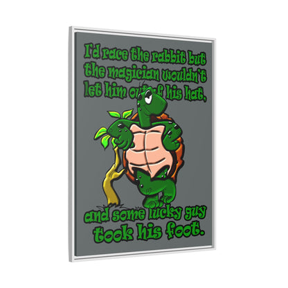 turtle race - framed canvas art (dark grey)
