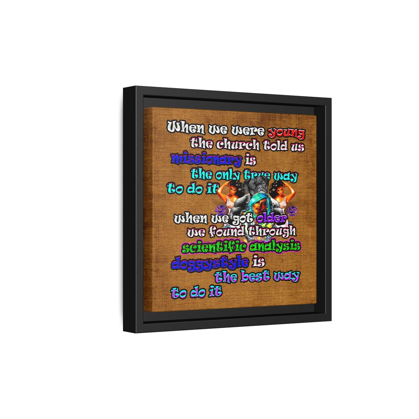 doggystyle - framed canvas art (brown papyrus)