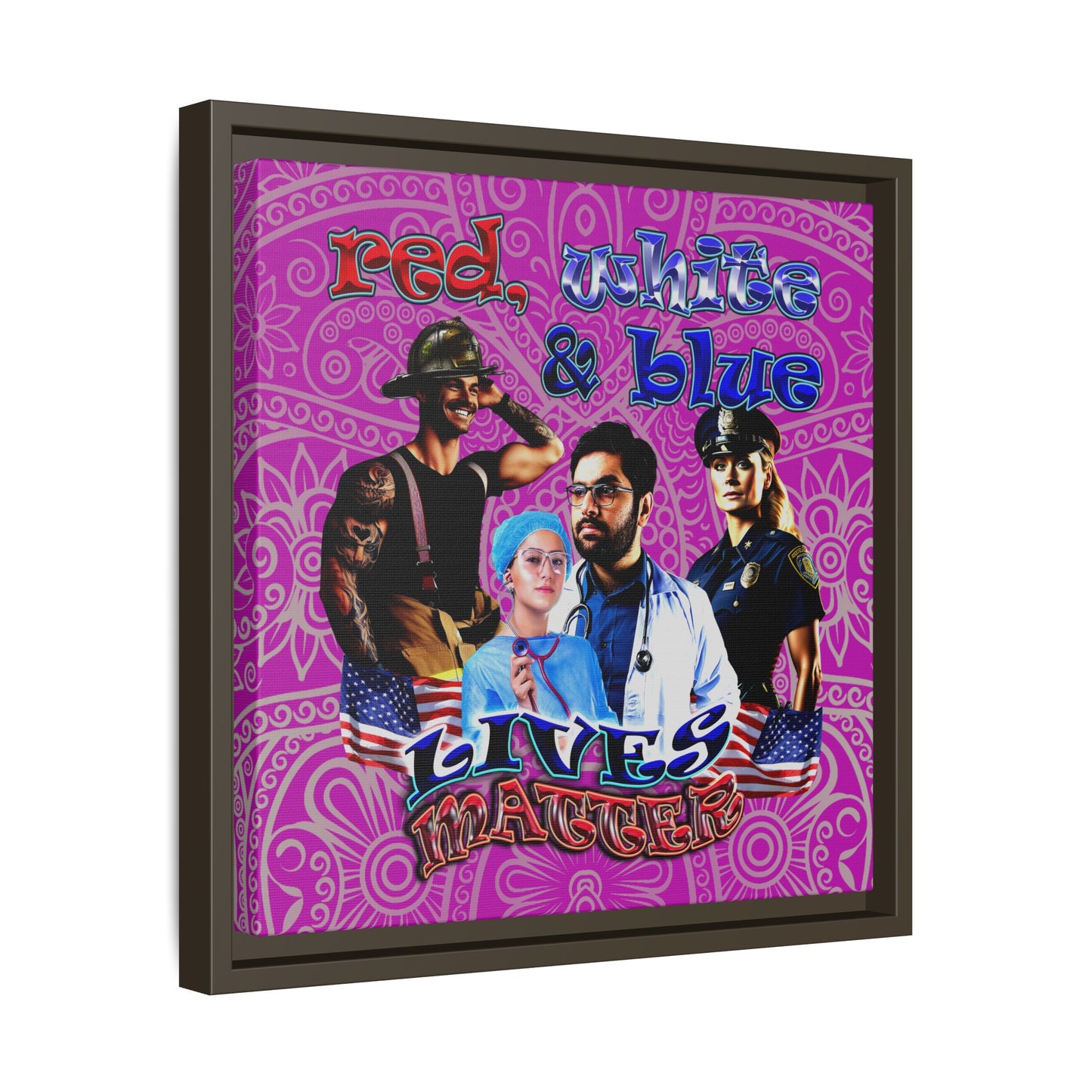 rw&b lives matter - framed canvas art (pink swirl)