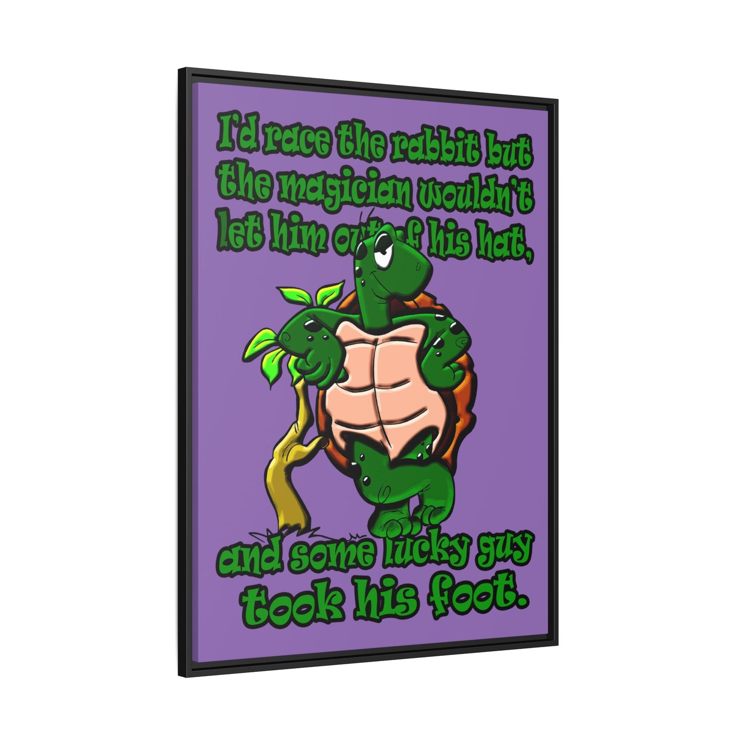 turtle race - framed canvas art (light purple)