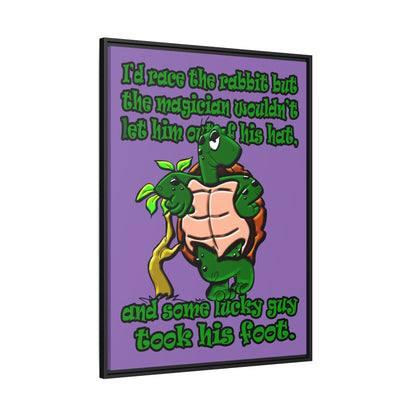 turtle race - framed canvas art (light purple)
