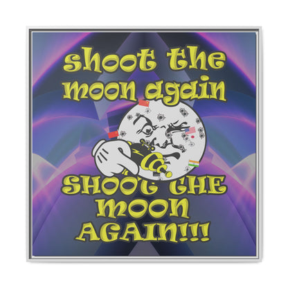 shoot the moon again - framed canvas art (grey-pink wave)