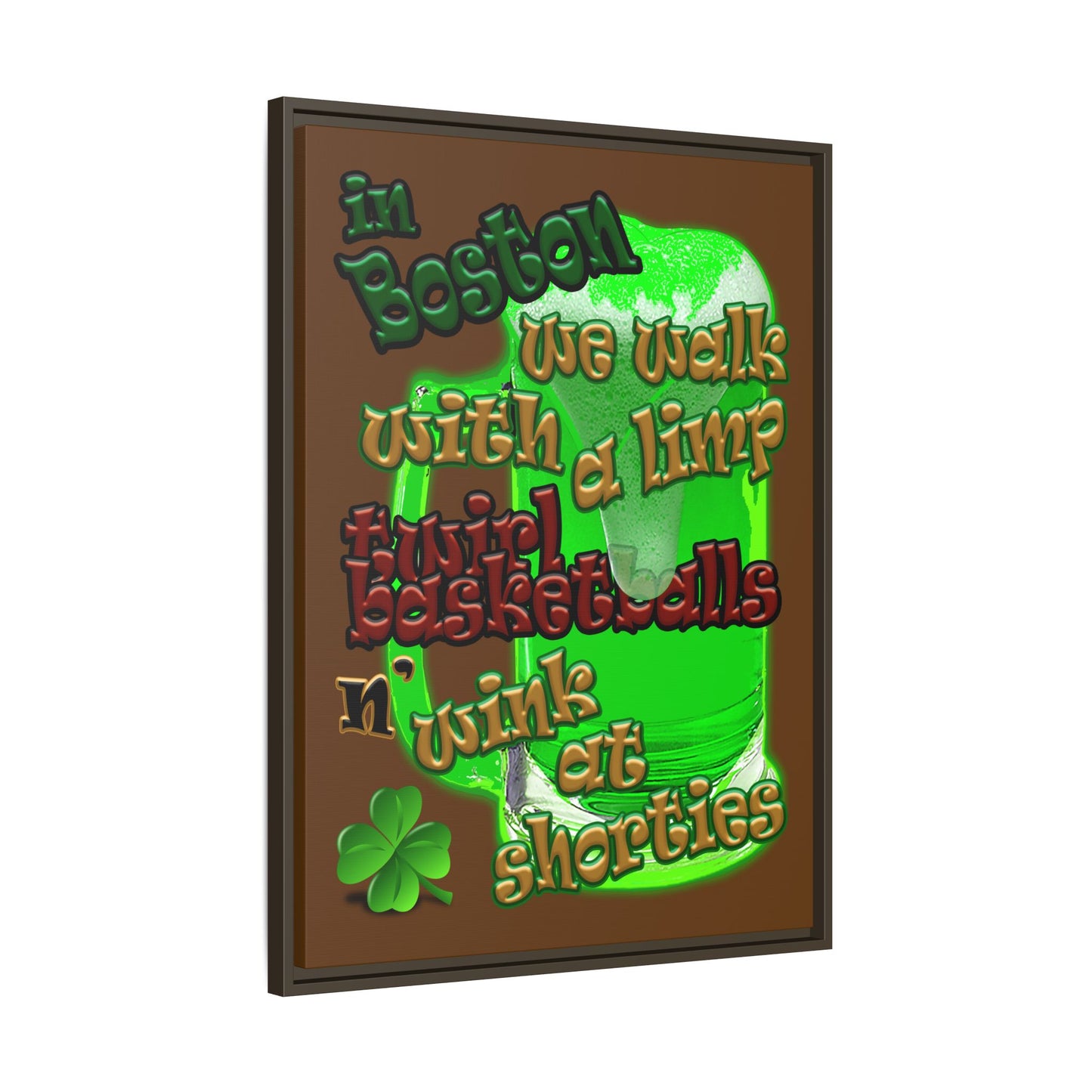 celtics logo - framed canvas art (brown)