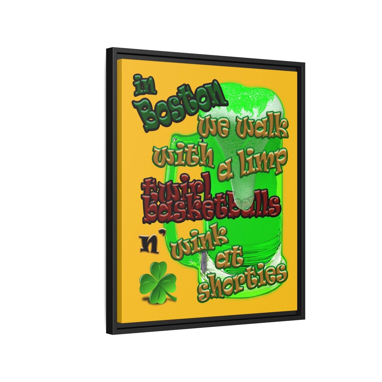 celtics logo - framed canvas art (yellow)