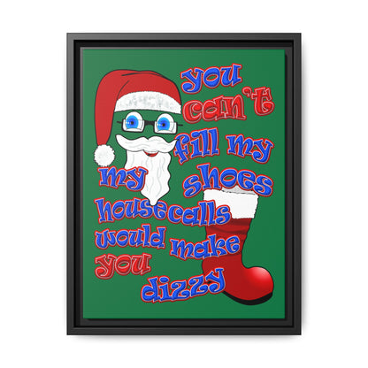 santa's shoes - framed canvas art (dark green)