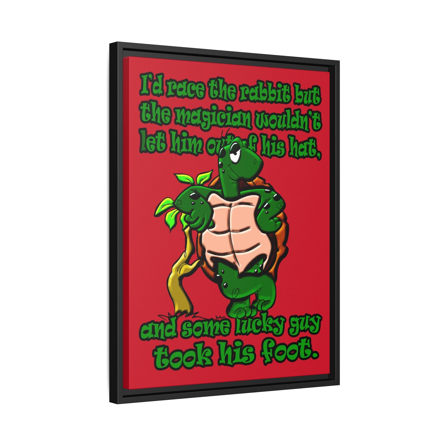 turtle race - framed canvas art (dark red)