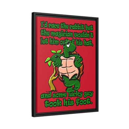 turtle race - framed canvas art (dark red)
