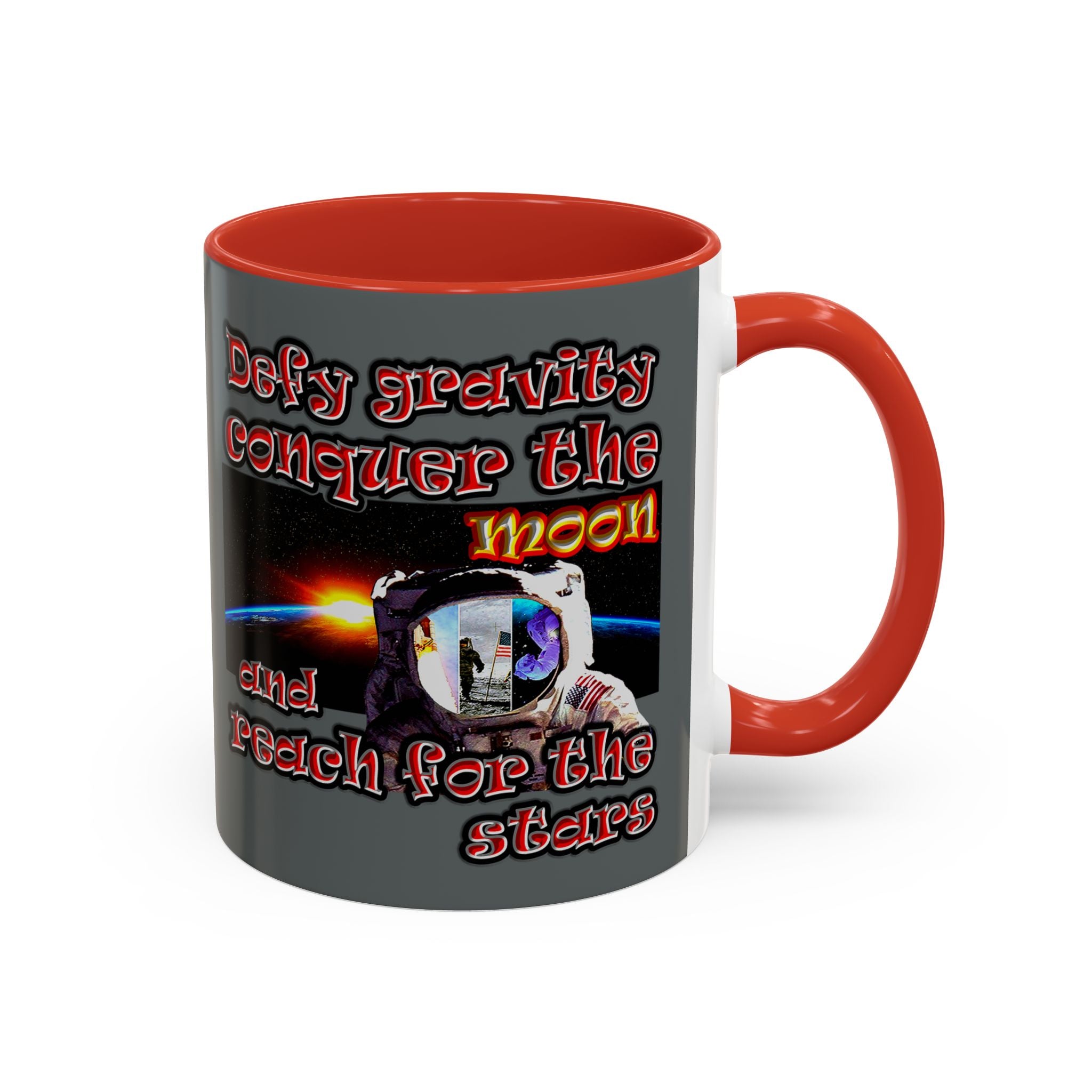 defy conquer reach - Accent Mug (dark grey)
