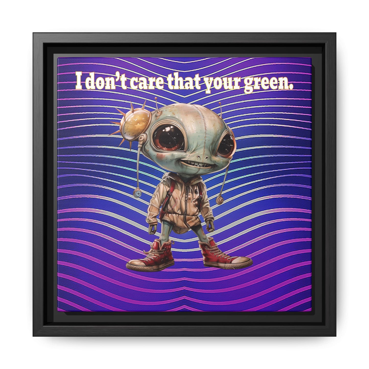 I don't care that your green - framed canvas art (purple wave)