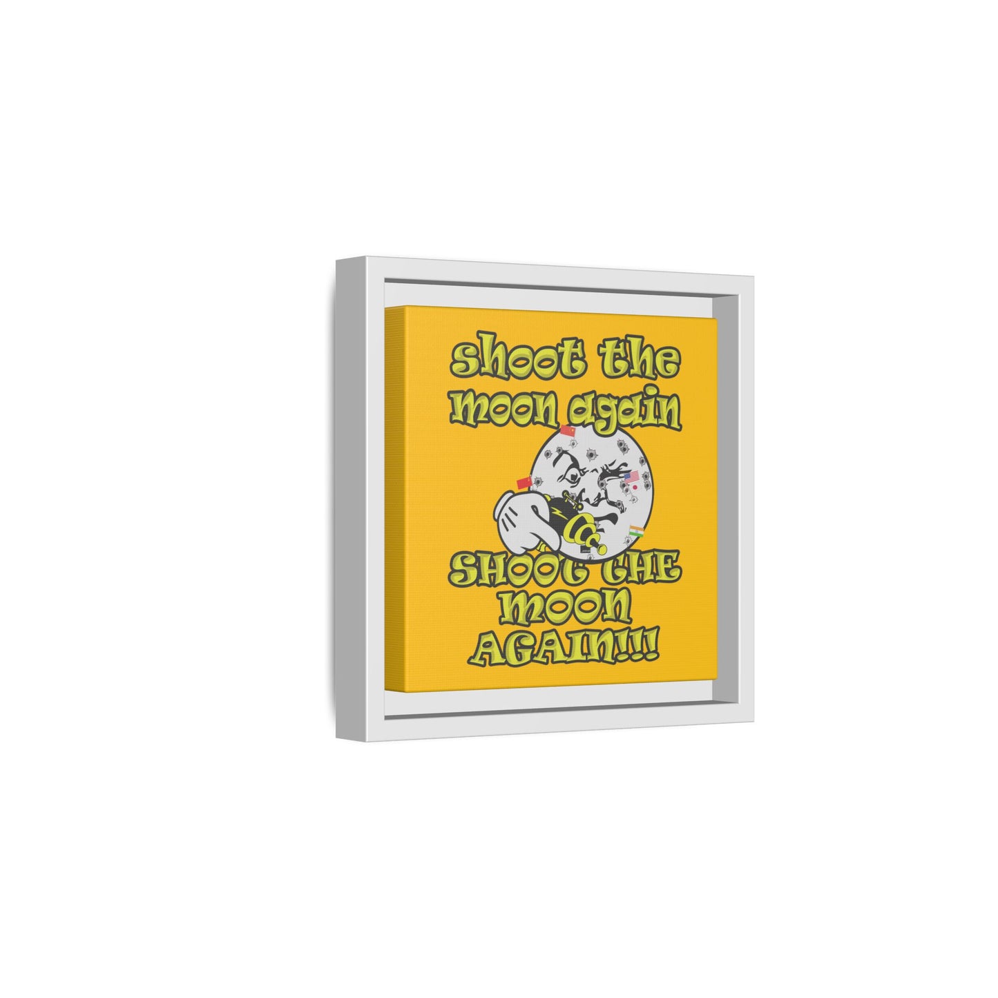 shoot the moon again - framed canvas art (yellow)