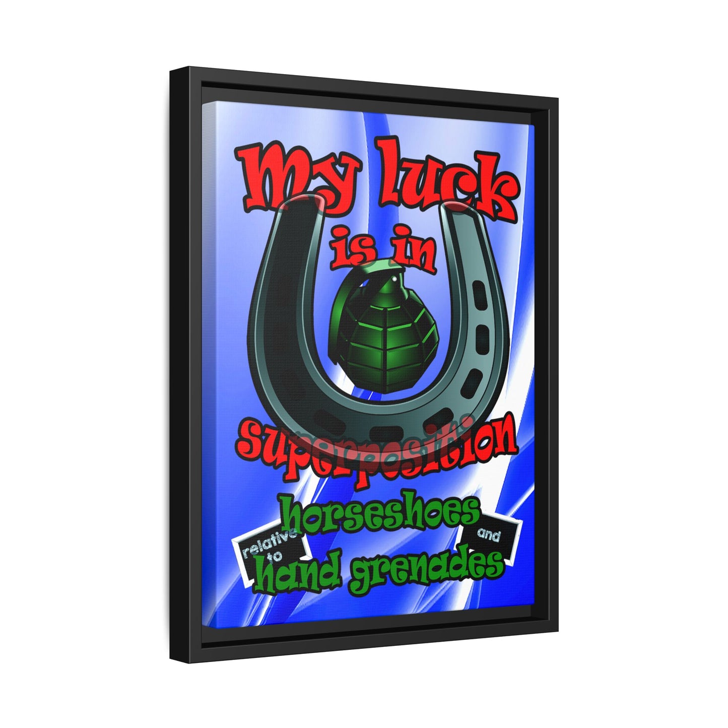 my luck - framed canvas art (blue-white wave)