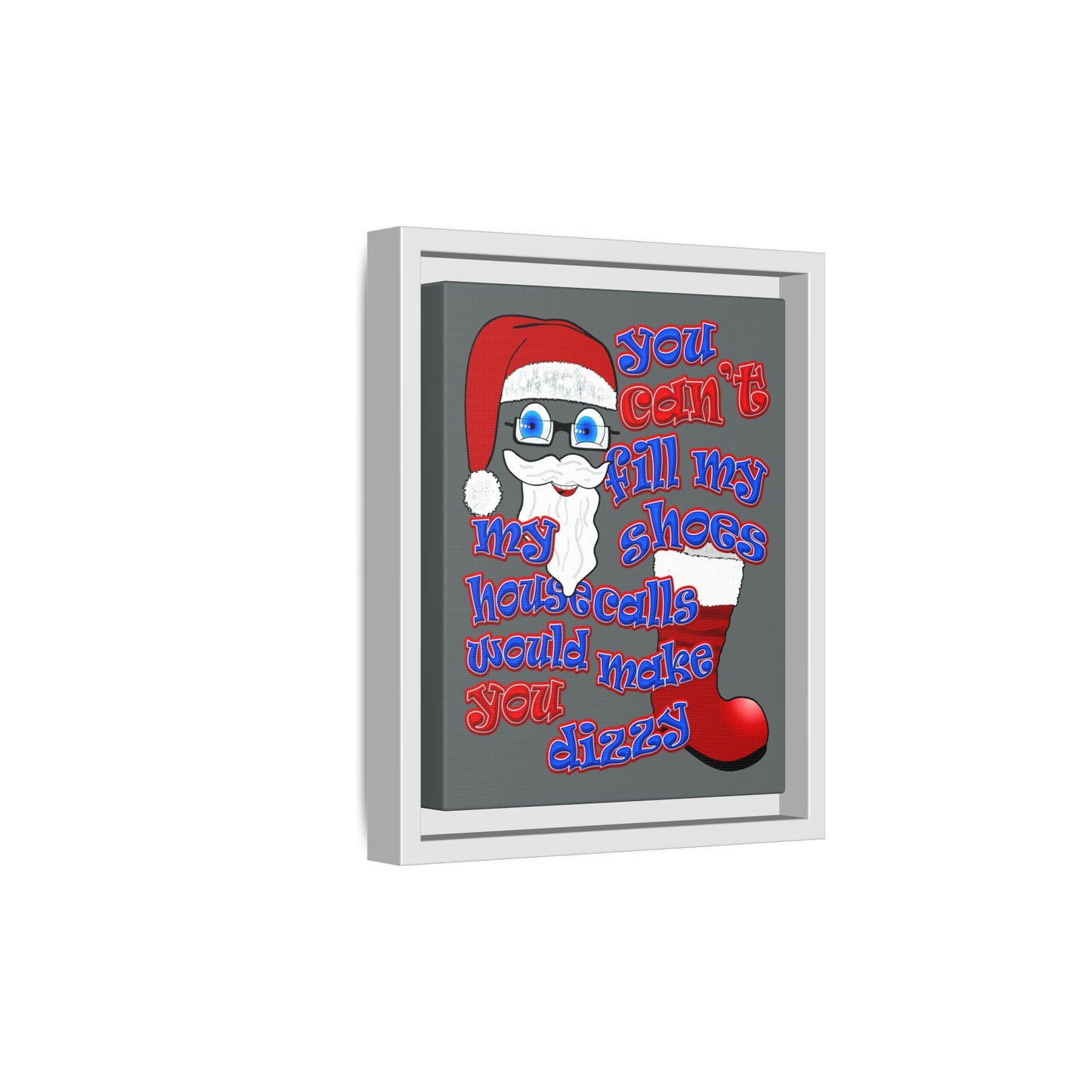 santa's shoes - framed canvas art (dark grey)