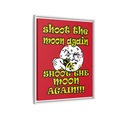 shoot the moon again - framed canvas art (dark red)