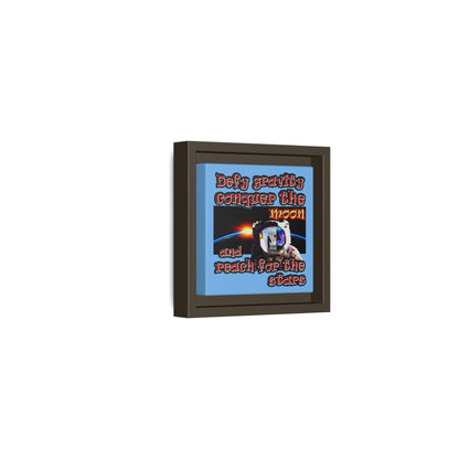 defy conquer reach - framed canvas art (light blue)