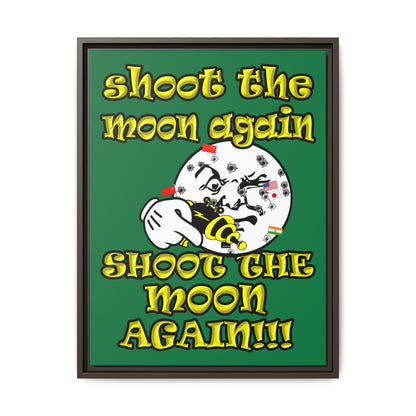 shoot the moon again - framed canvas art (dark green)