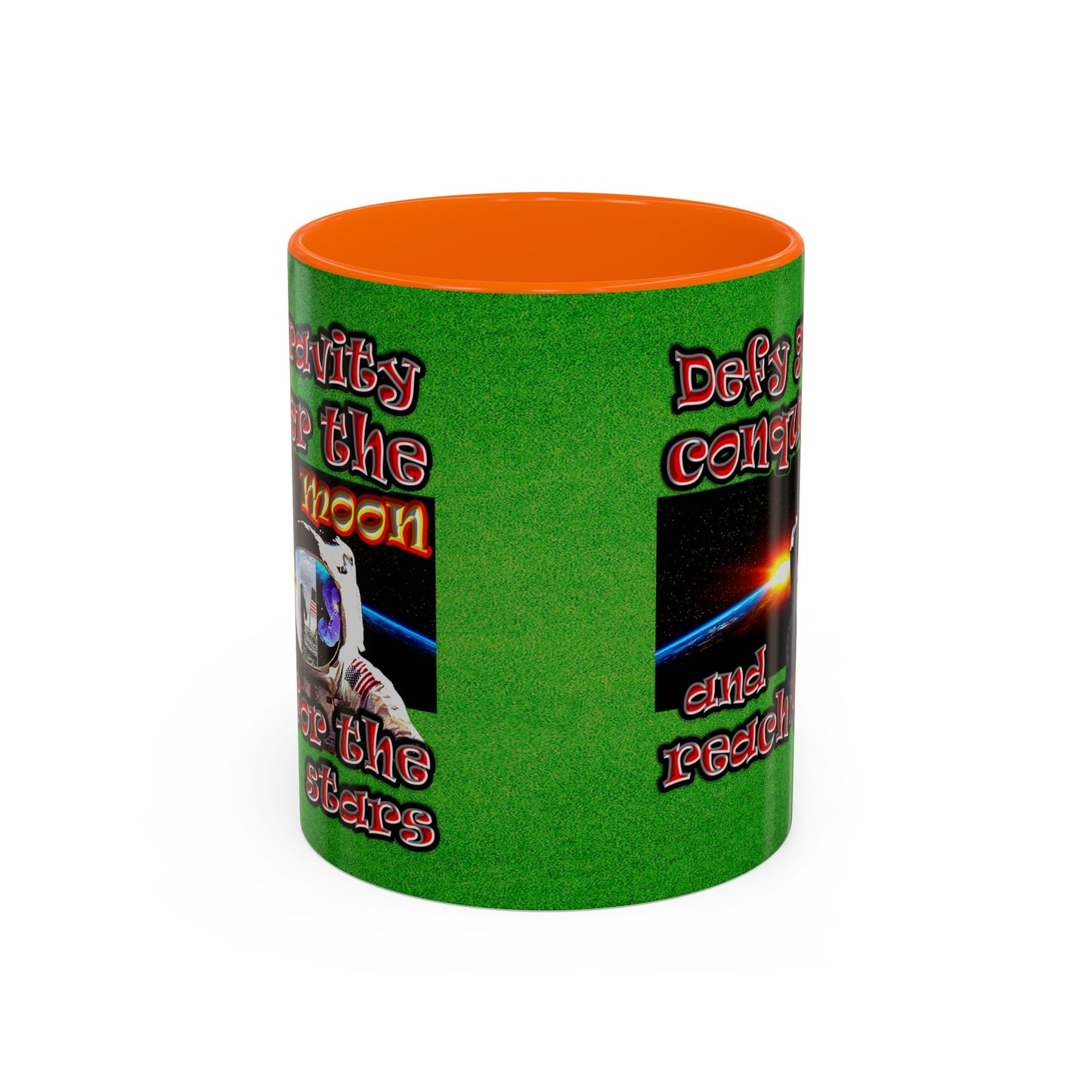 defy conquer reach - Accent Mug (green turf)