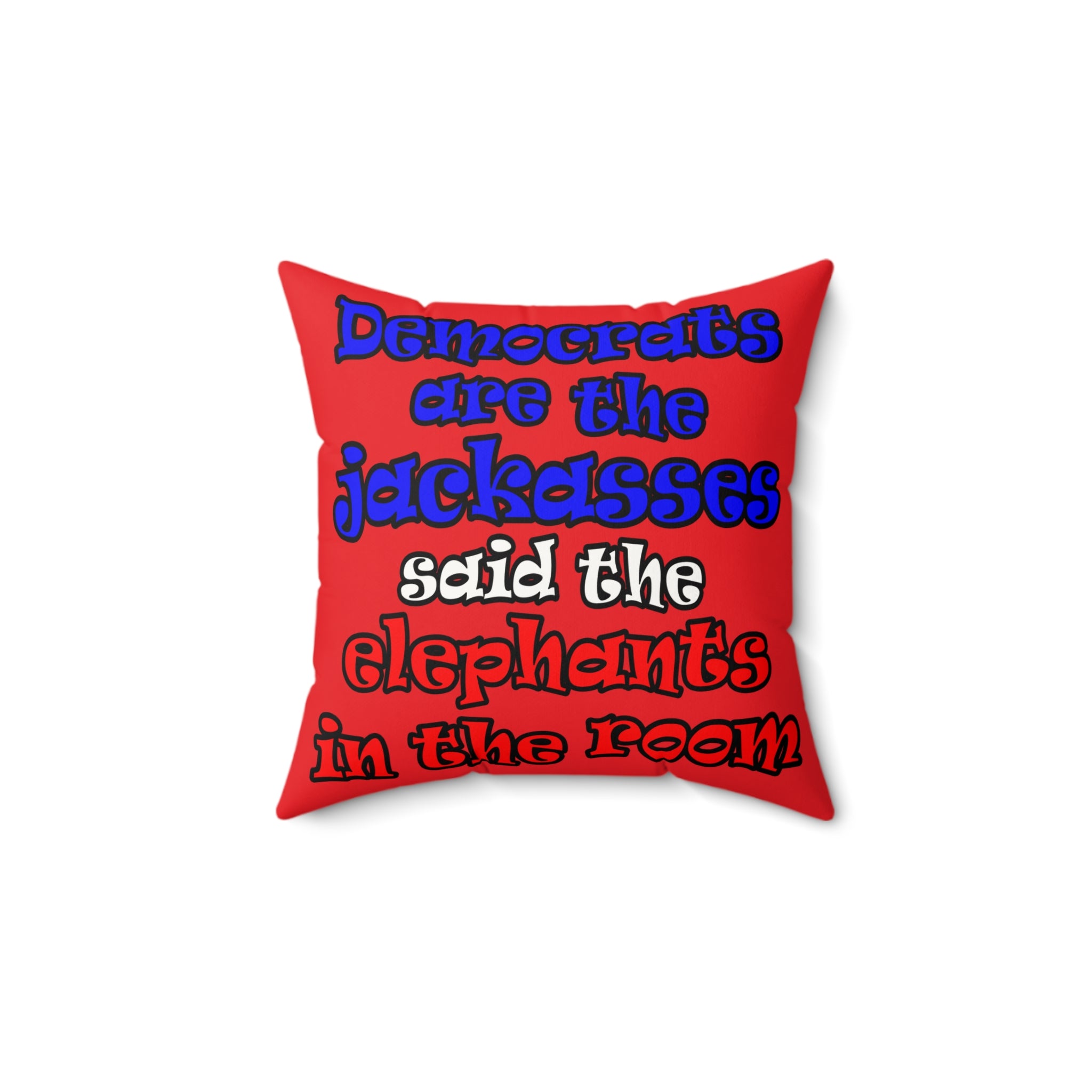 donkeys and elephants - Faux Suede Square Pillow - (red)