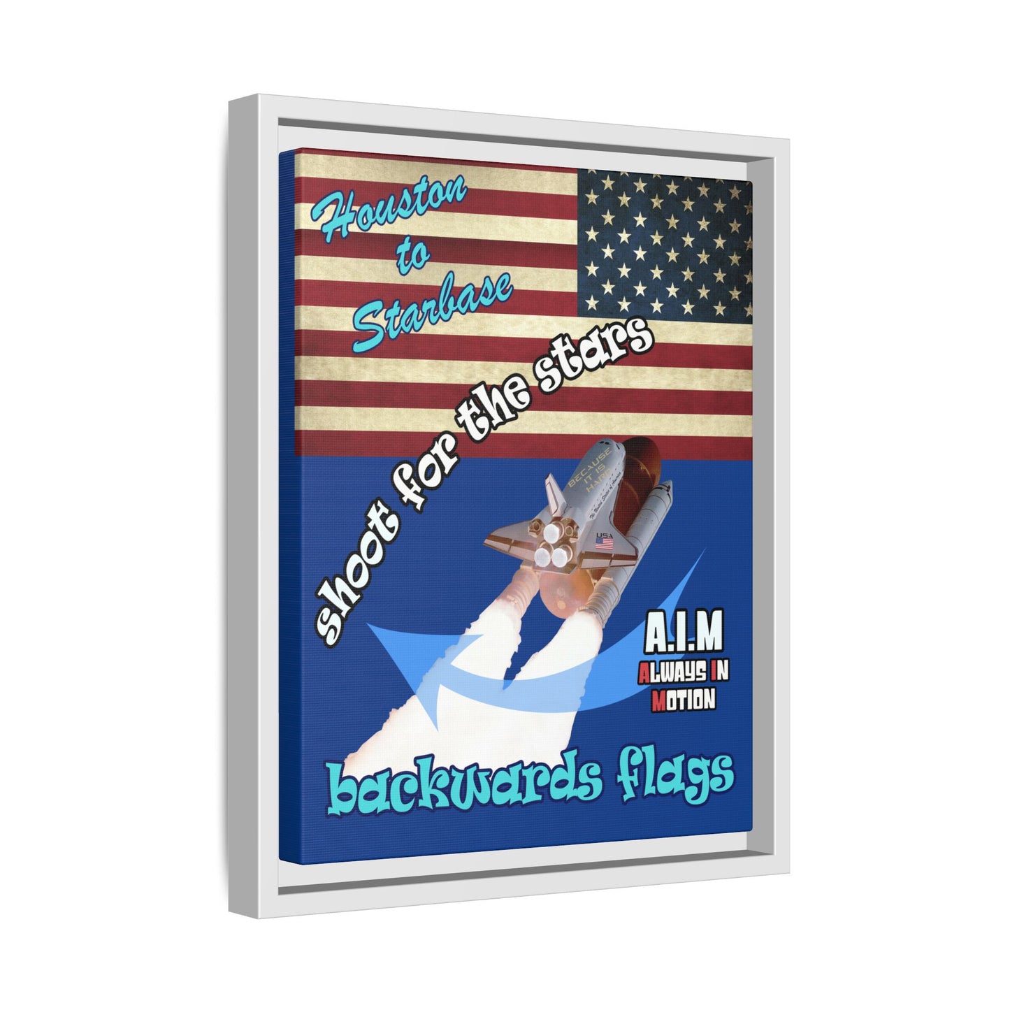 shoot for the stars - framed canvas art (dark blue)