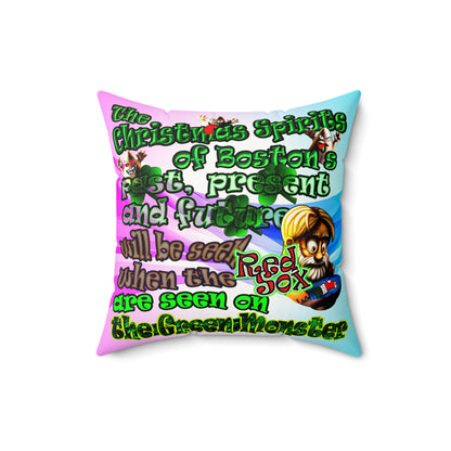 christmas spirits of boston - Faux Suede Square Pillow - (light blue-pink wave)