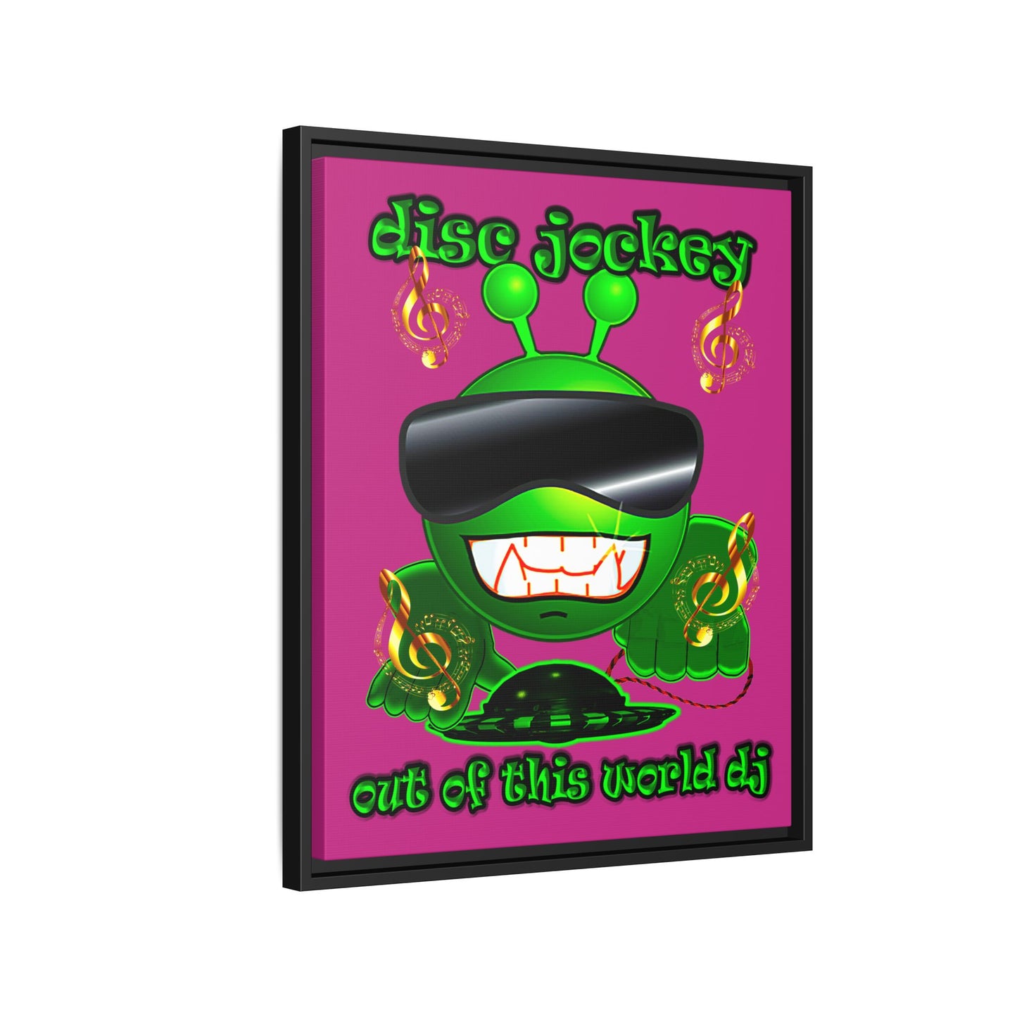 disc jockey - framed canvas art (pink)