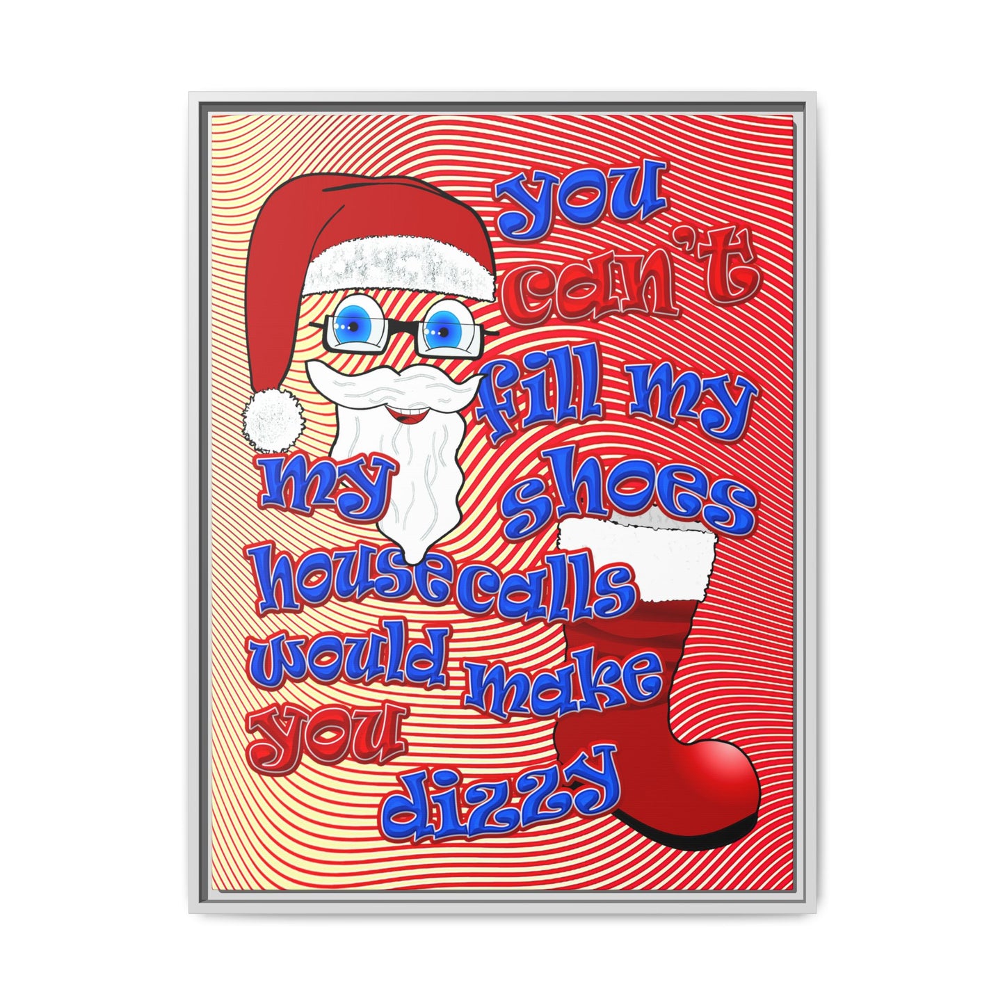 santa's shoes - framed canvas art (yellow-orange wave)