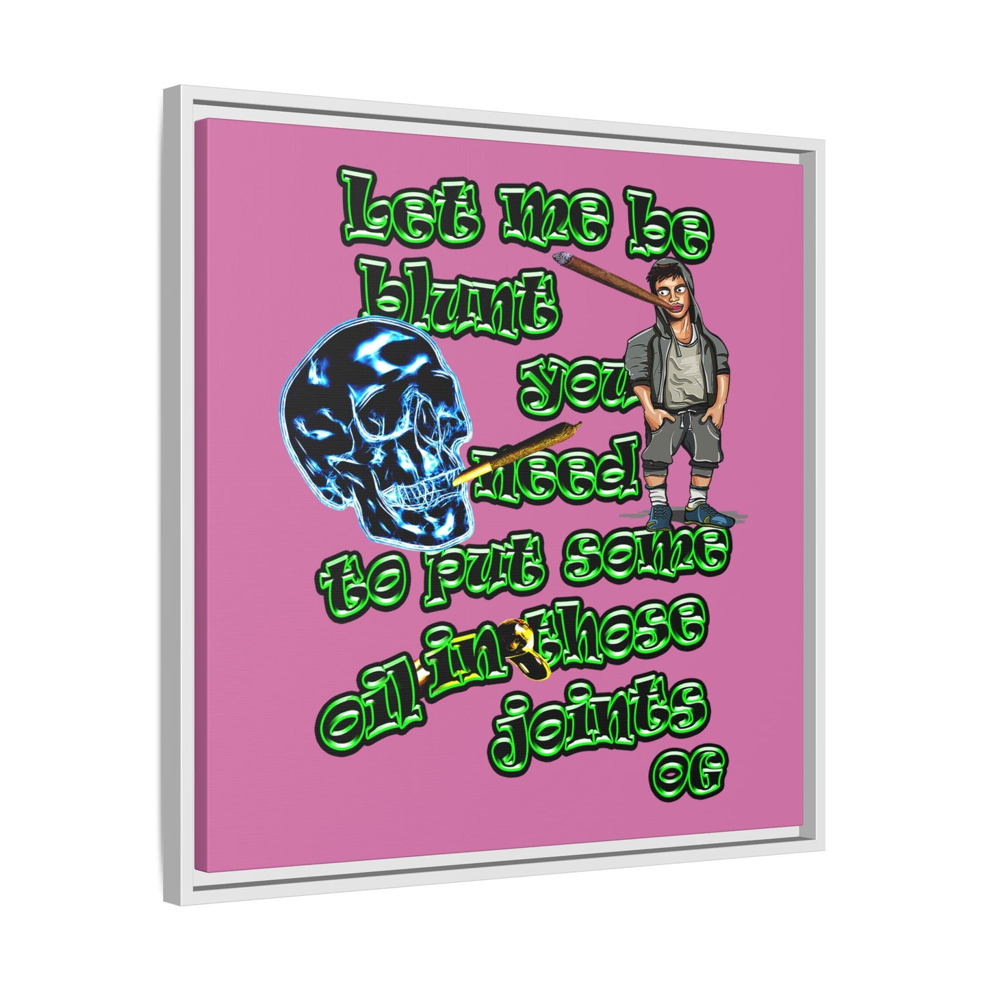 og - framed canvas art (light pink)