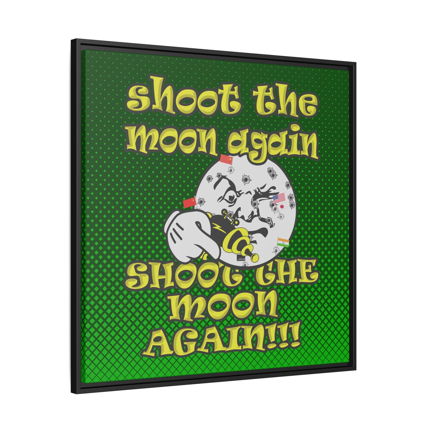 shoot the moon again - framed canvas art (logo green)
