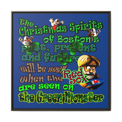 christmas spirits of boston - framed canvas art (dark blue)