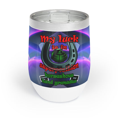 my luck - Chill Wine Tumbler (grey-pink wave)