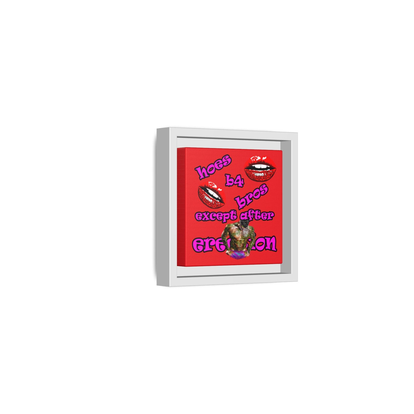 hoes b4 bros - framed canvas art (red)