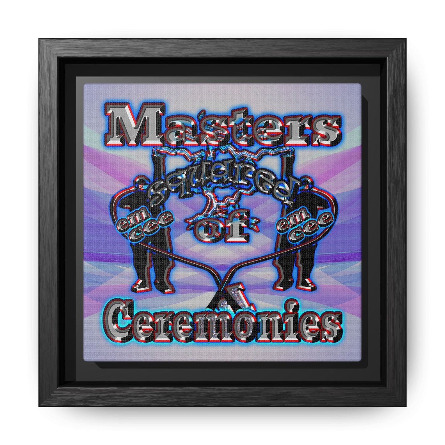 em cee squared - framed canvas art (light blue-pink wave)