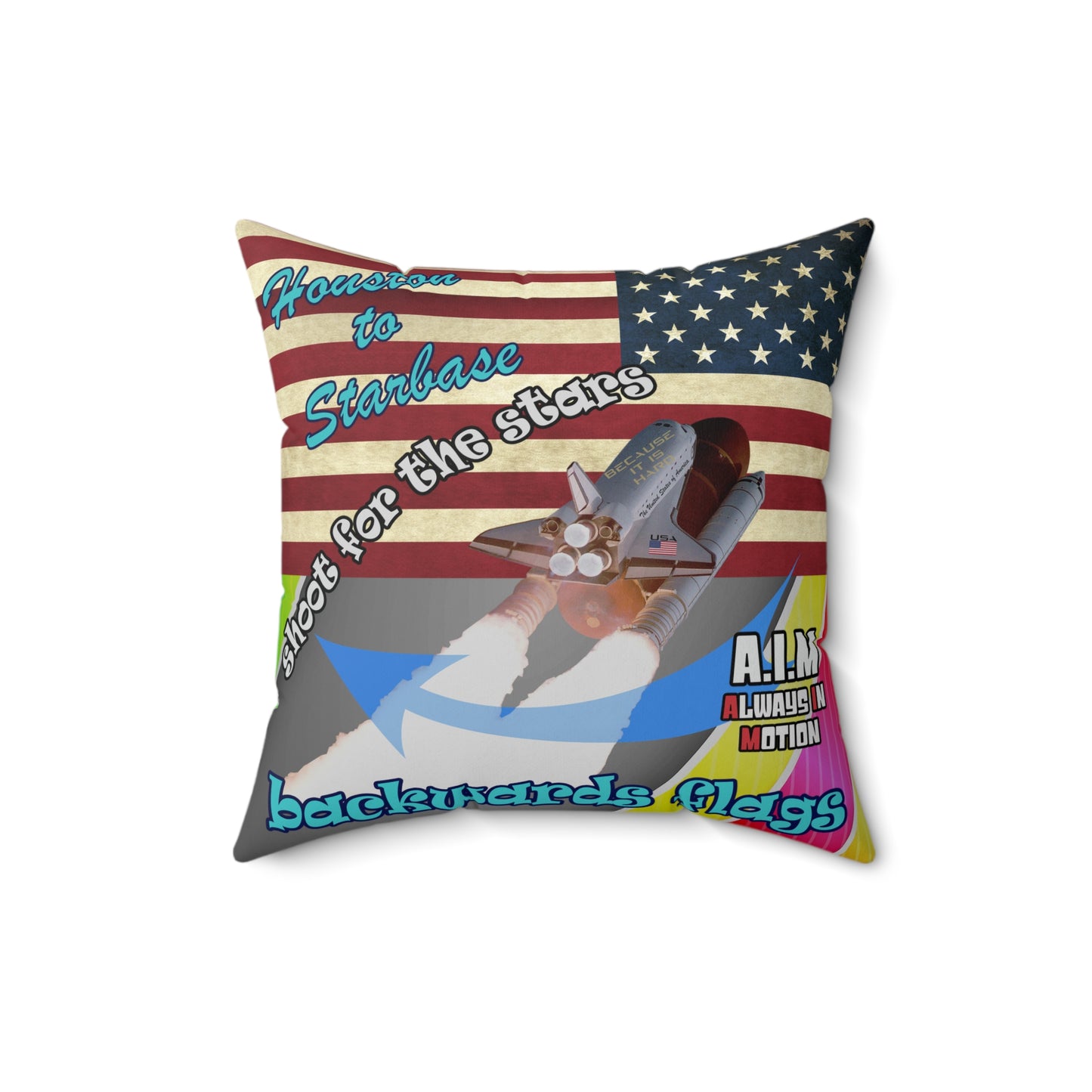 shoot for the stars - Spun Polyester Square Pillow - (rainbow split)