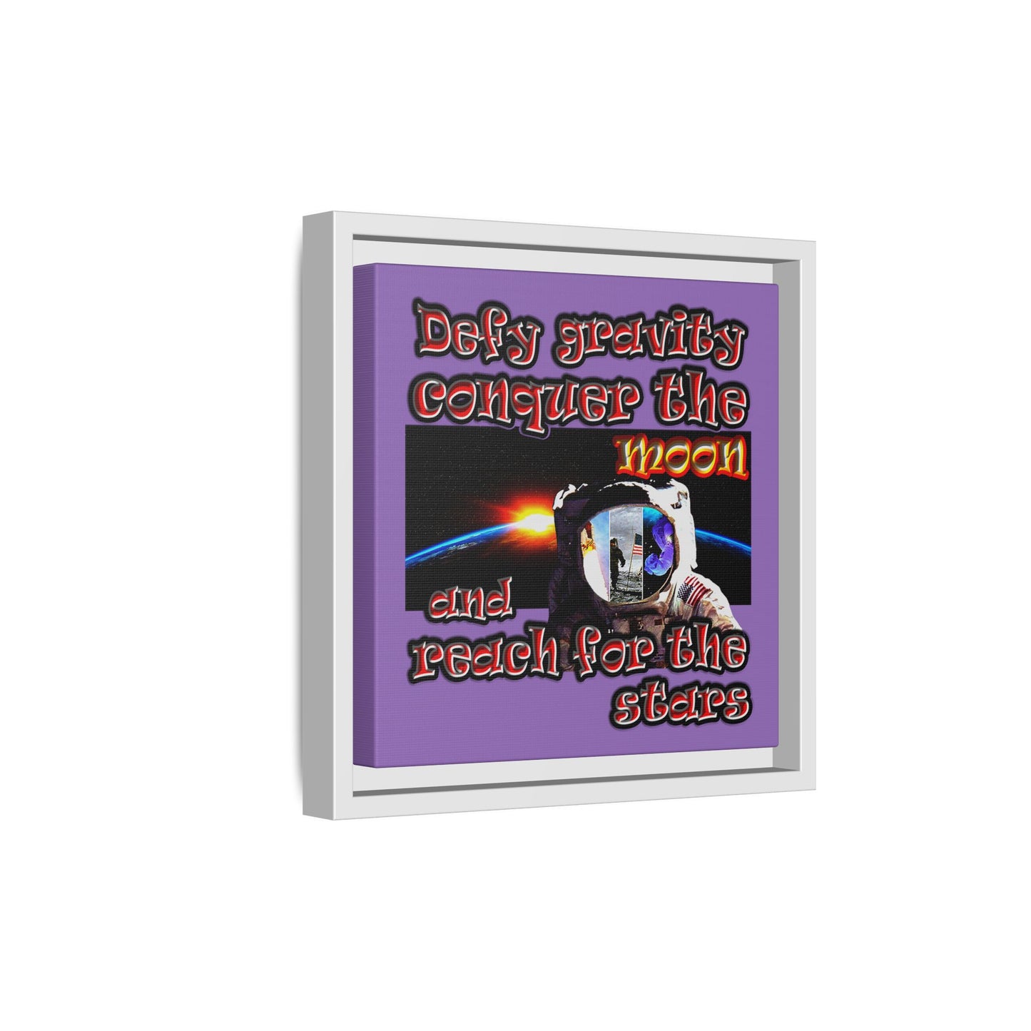 defy conquer reach - framed canvas art (light purple)