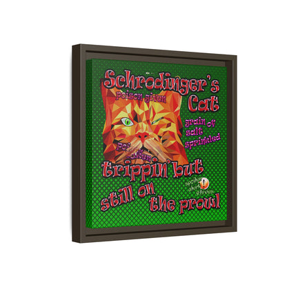 schrodinger's cat - framed canvas art (logo green)