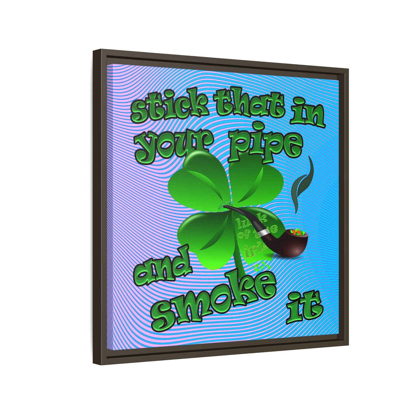 stick that in your pipe and smoke it - framed canvas art (light blue-purple wave)