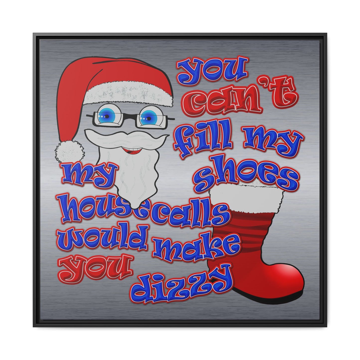 santa's shoes - framed canvas art (brushed nickel)