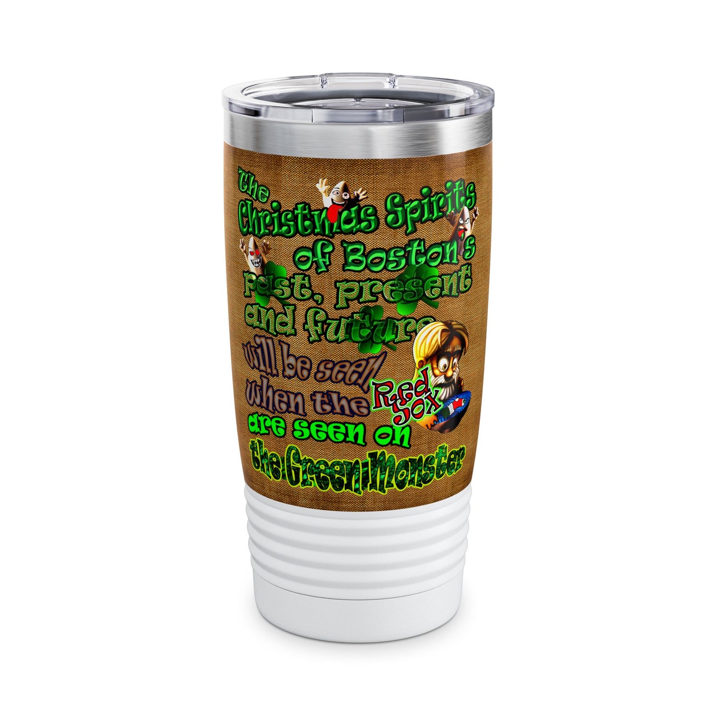 christmas spirits of boston - Ringneck Tumbler, 20oz (brown papyrus)