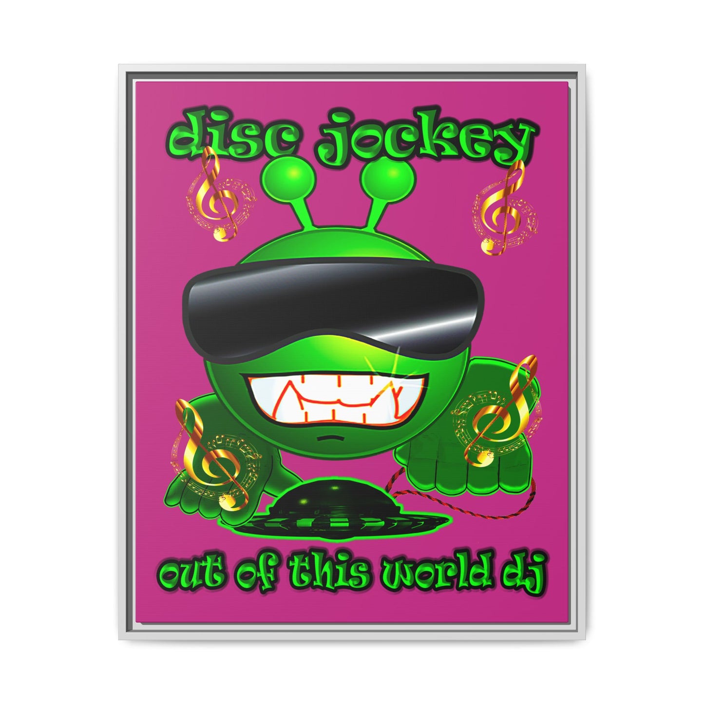 disc jockey - framed canvas art (pink)