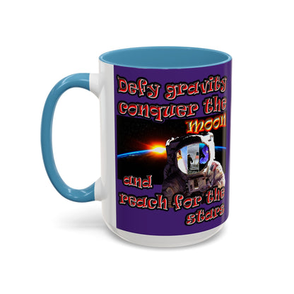 defy conquer reach - Accent Mug (purple)