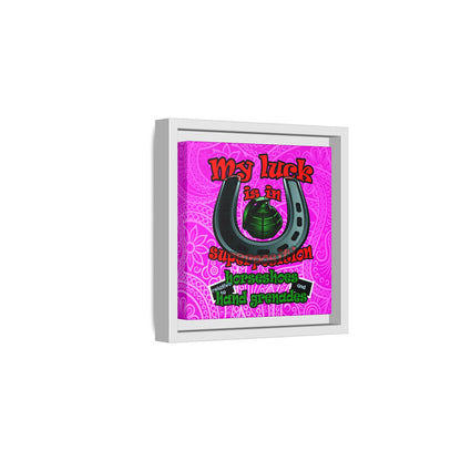 my luck - framed canvas art (pink swirl)