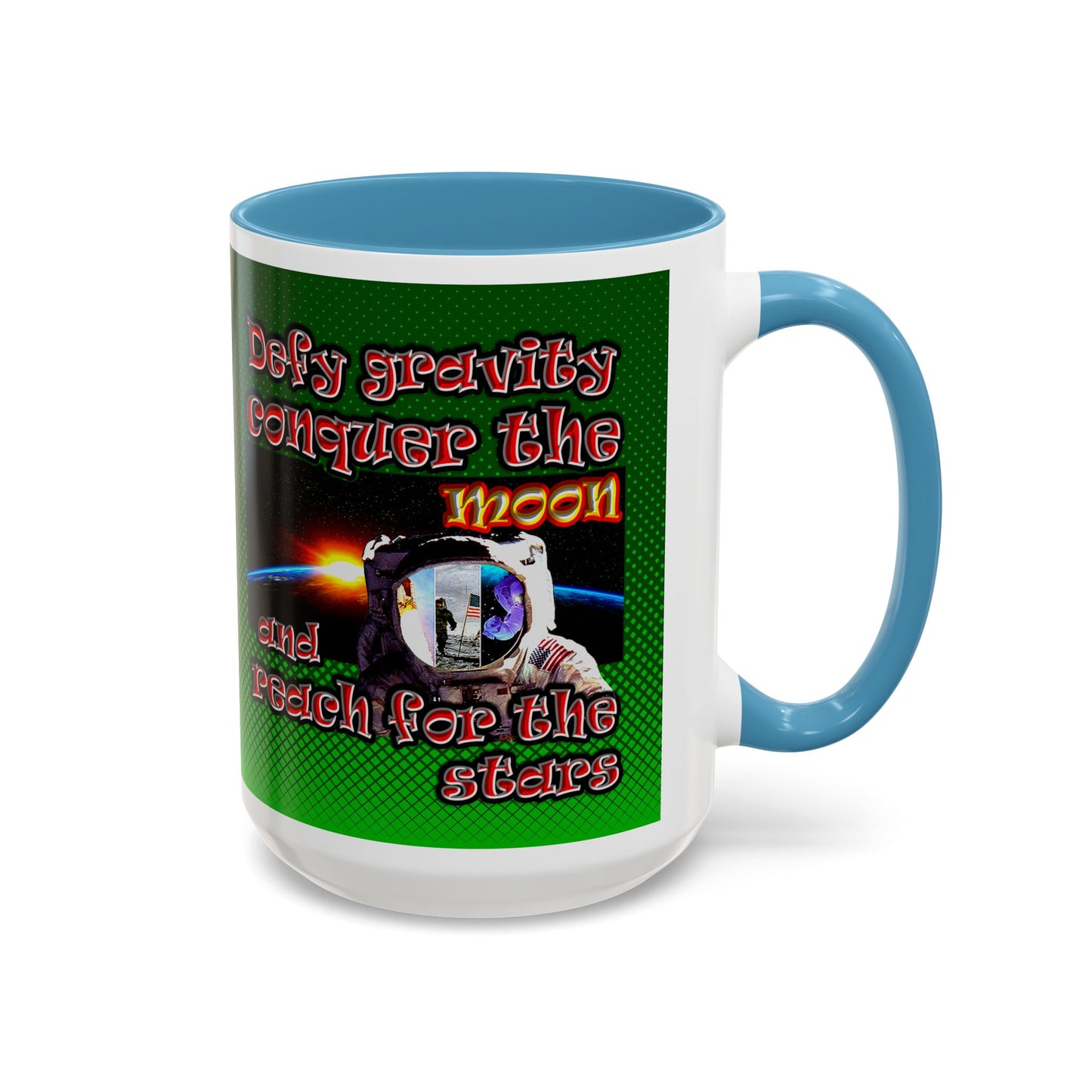 defy conquer reach - Accent Mug (logo green)