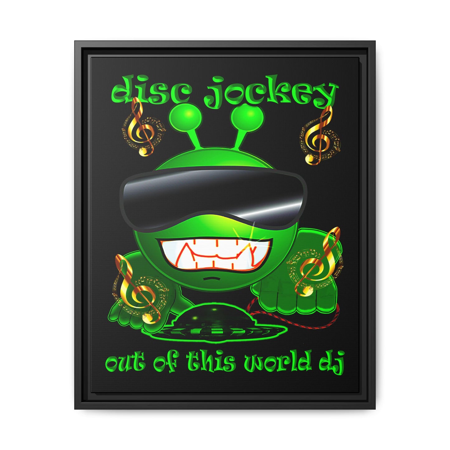 disc jockey - framed canvas art (black)