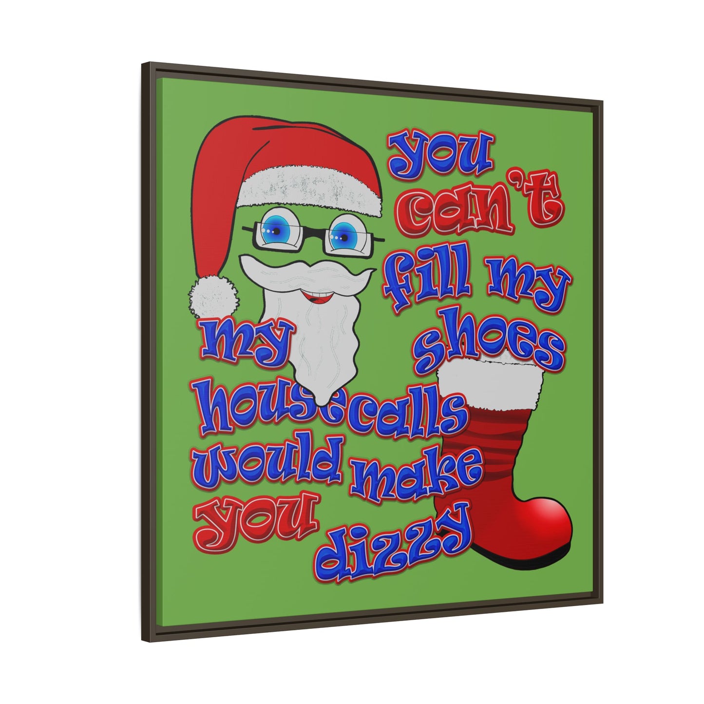 santa's shoes - framed canvas art (green)
