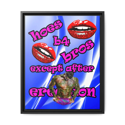 hoes b4 bros - framed canvas art (blue-white wave)