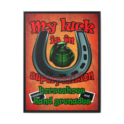 my luck - framed canvas art (burnt orange)