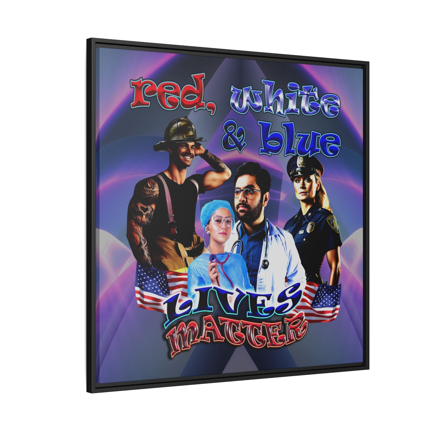 rw&b lives matter - framed canvas art (grey-pink wave)