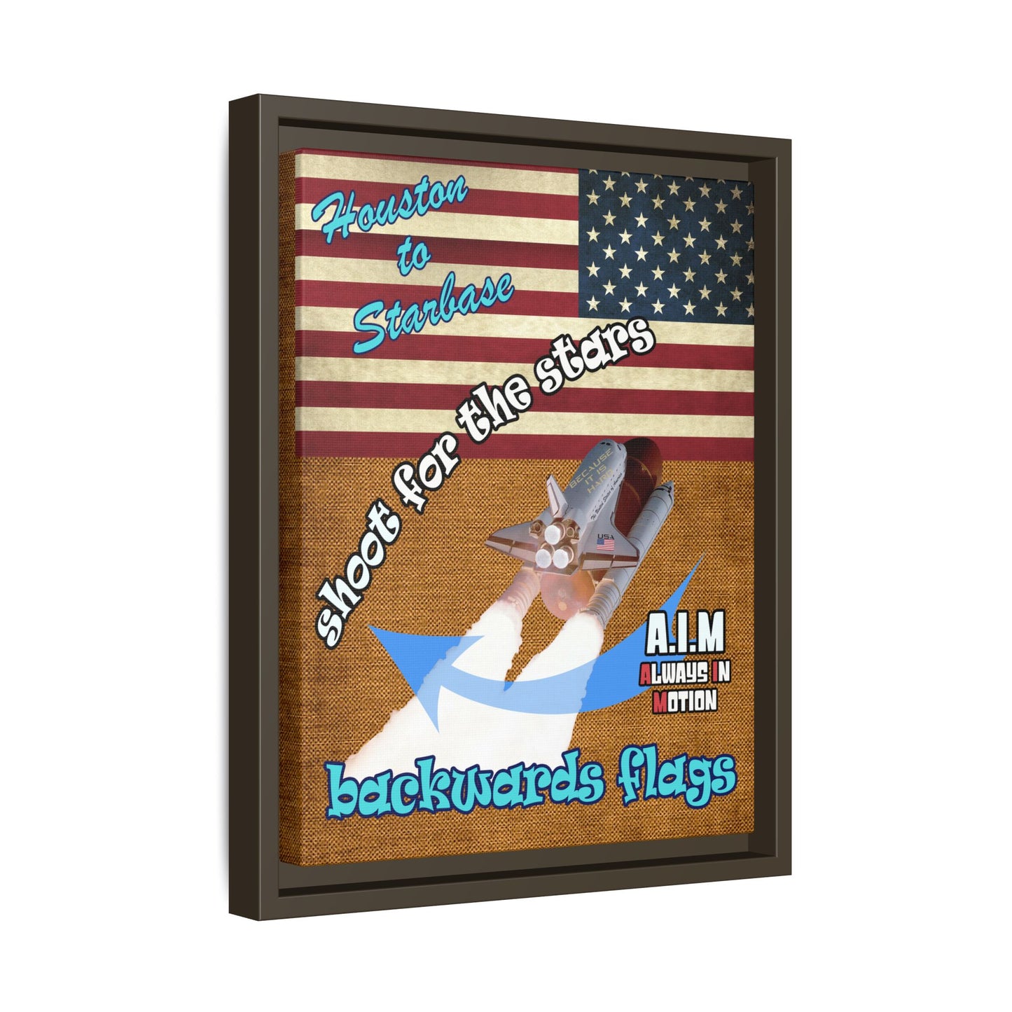 shoot for the stars - framed canvas art (brown papyrus)