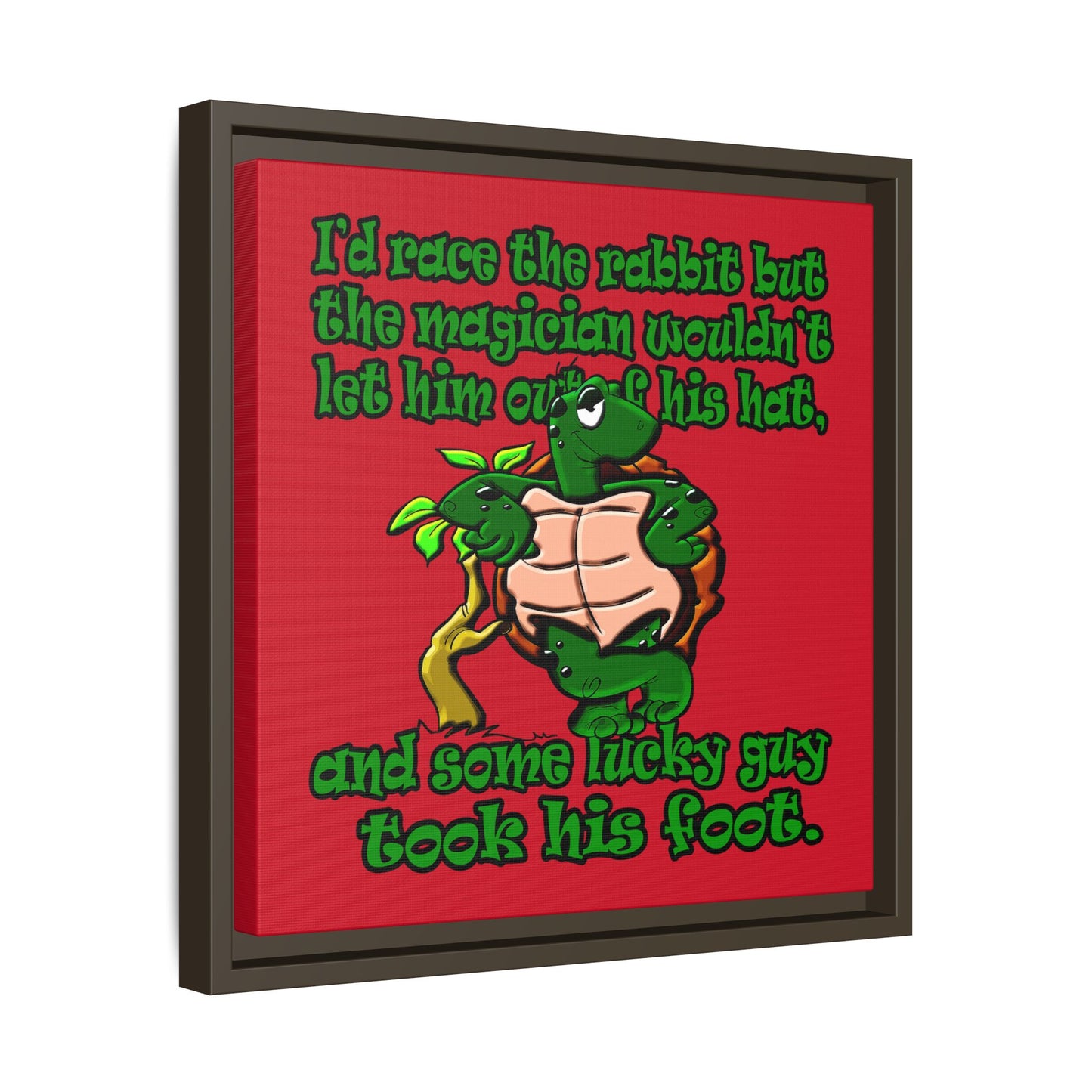 turtle race - framed canvas art (dark red)